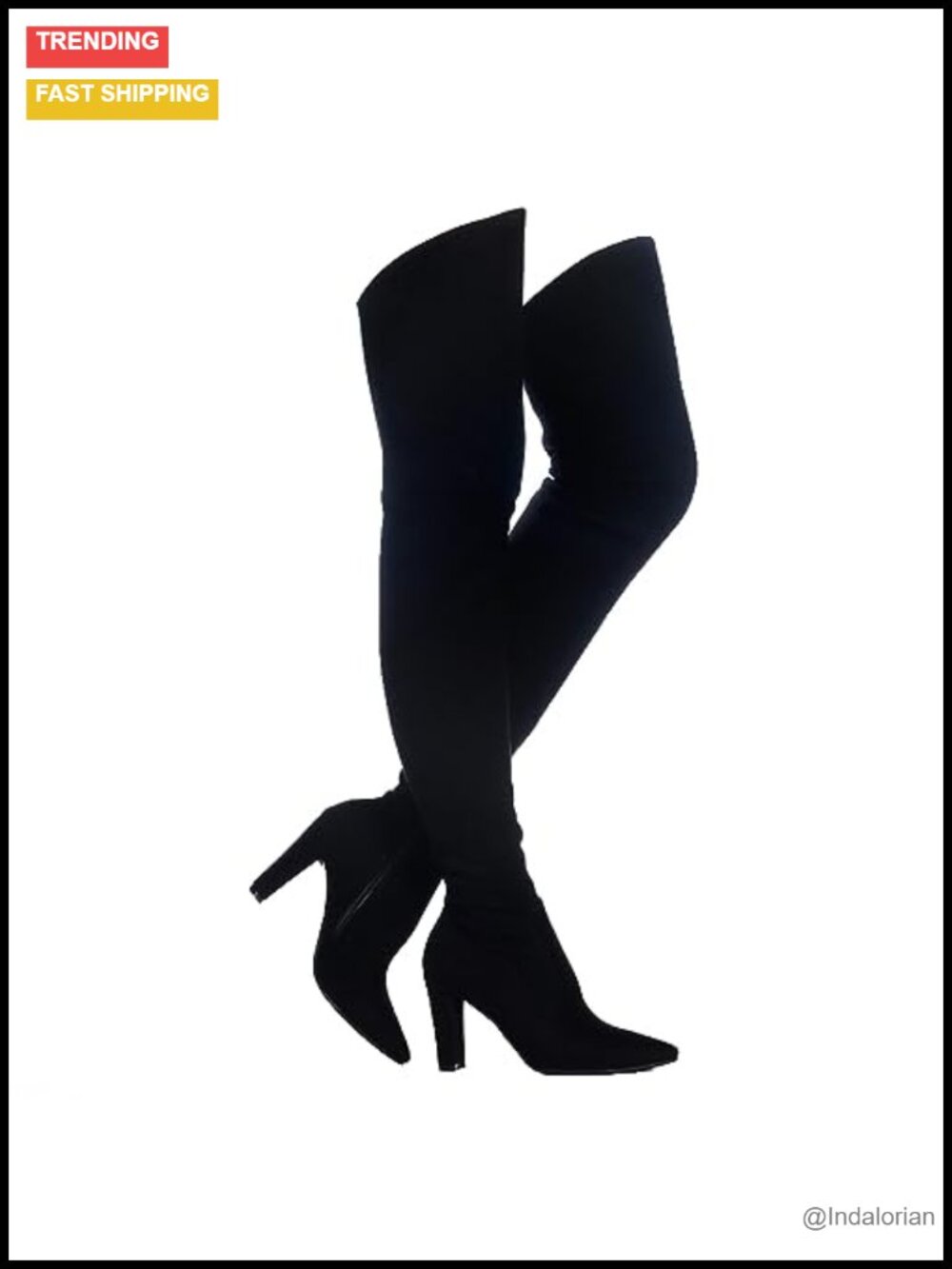 Women Stretch Suede Chunky Heel Over The Knee Thigh High Boots